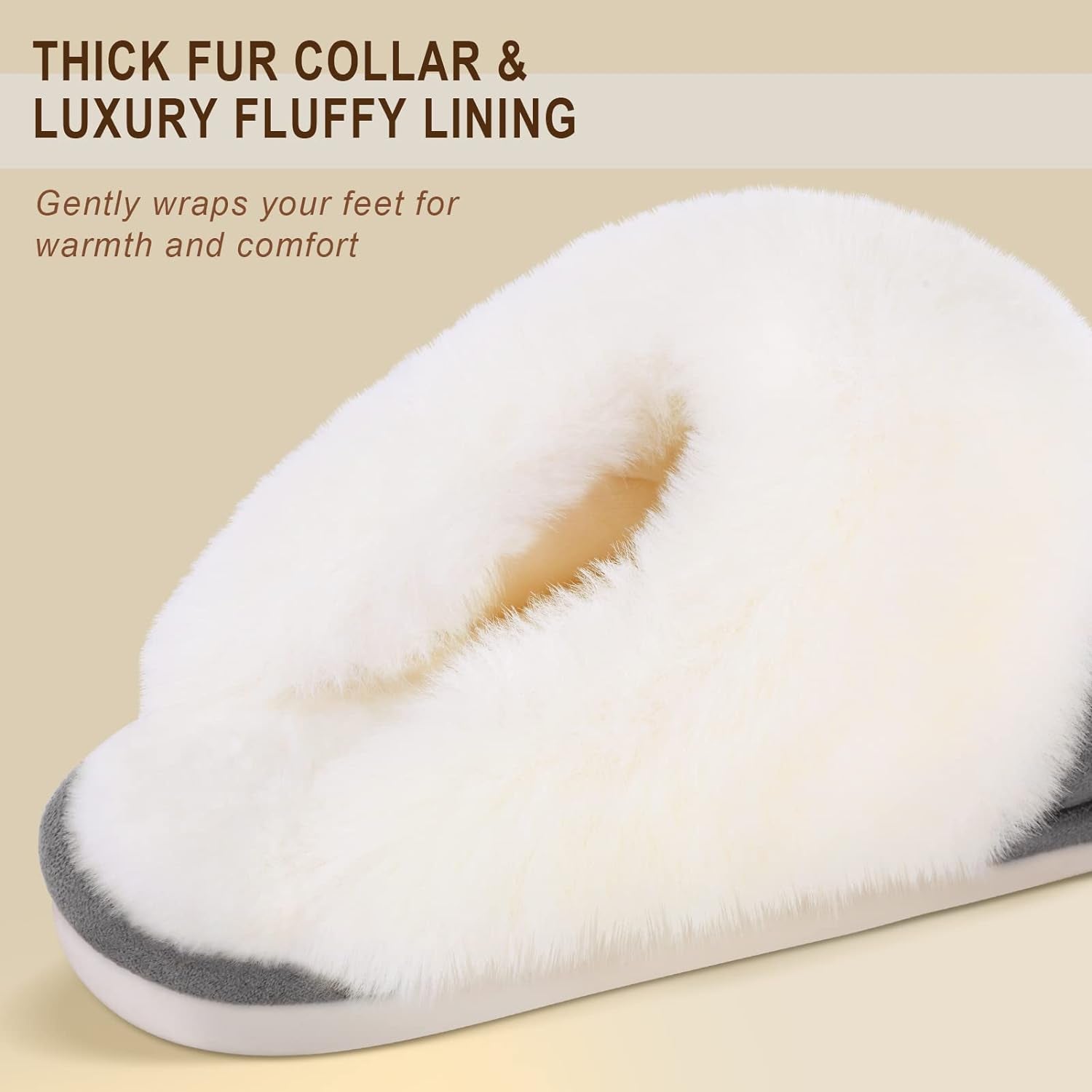 Women Slippers with Memory Foam Fluffy Winter Indoor Outdoor Anti-Skid Sole