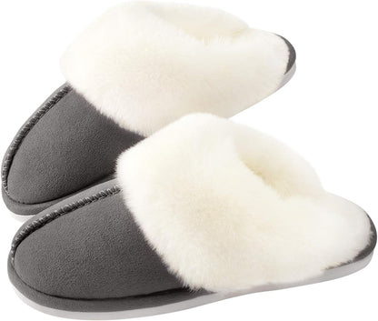 Women Slippers with Memory Foam Fluffy Winter Indoor Outdoor Anti-Skid Sole